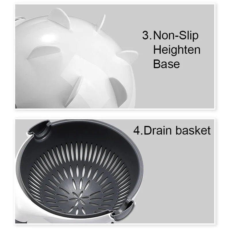 Multifunctional 2 In 1 Vegetable Slicer Cutter Chopper Fruit Strainer Basket Spiralizer Grater Food Peeler Mandoline Shredder