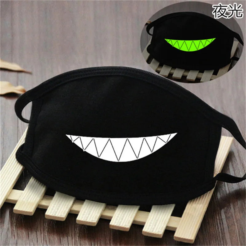 Luminous Funny Smile Expression Cotton Anti Dust Mouth Face Mask For Mouth Black Kpop Unisex Face Mouth Muffle Mask Fashion New