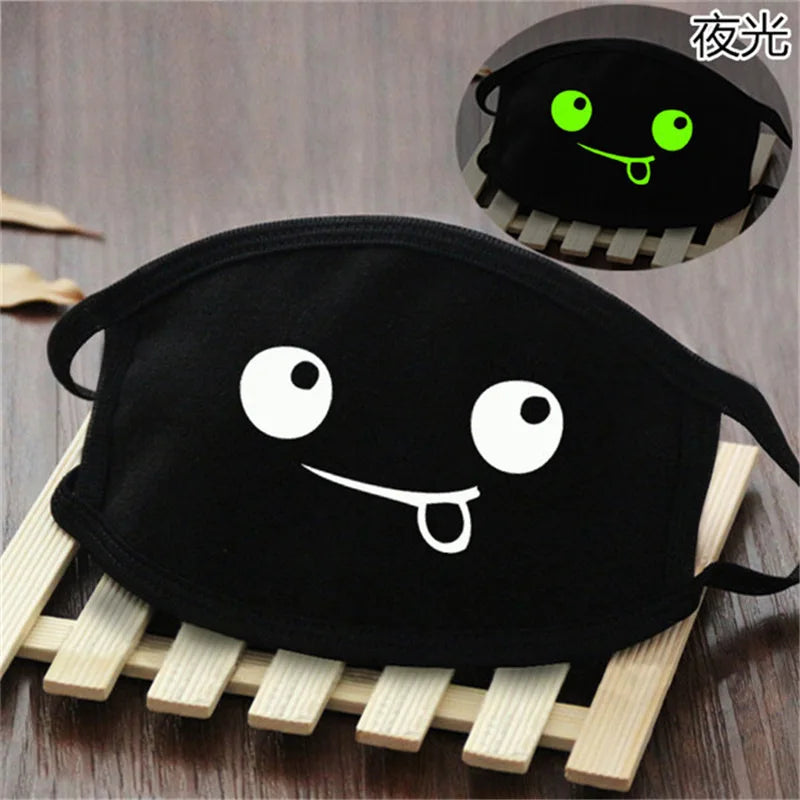 Luminous Funny Smile Expression Cotton Anti Dust Mouth Face Mask For Mouth Black Kpop Unisex Face Mouth Muffle Mask Fashion New