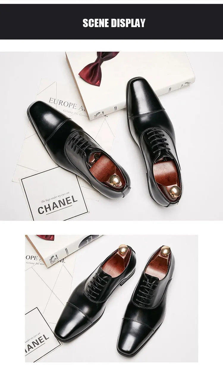 2024 Business New Fashion Men Dress Shoes Leather Men Wedding Oxford Shoes Lace-Up Office Suit Men's Casual Shoes Luxury Formal