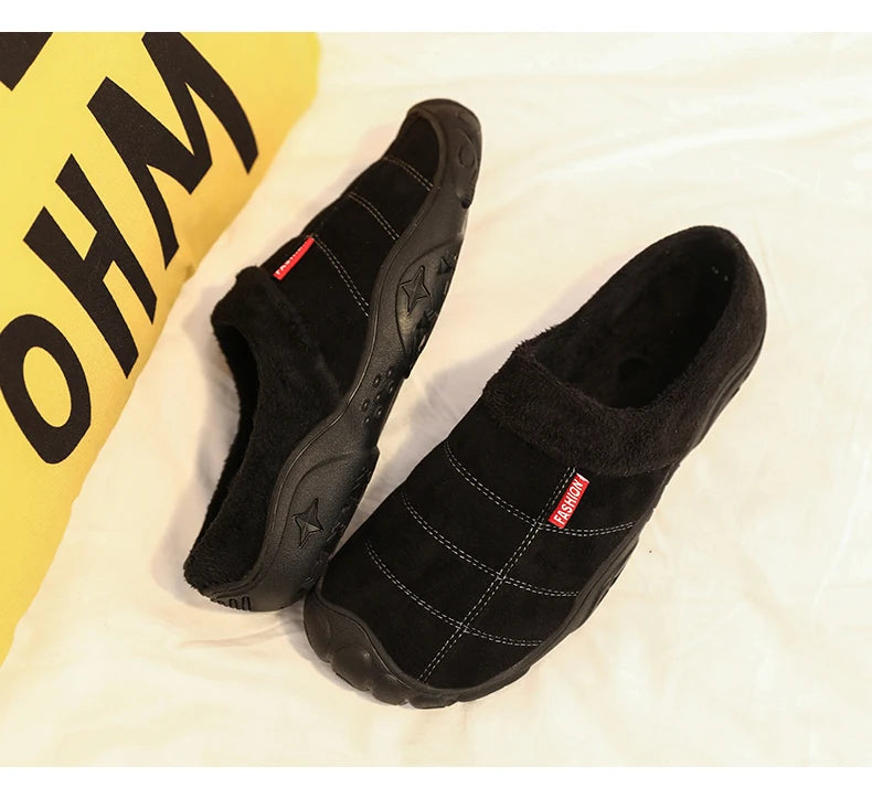 New Men Slippers Winter Bottom Soft Home Shoe Cotton Thick Slippers Indoor Slip-On Slides Comfortable Shoe Slippers Plus Size