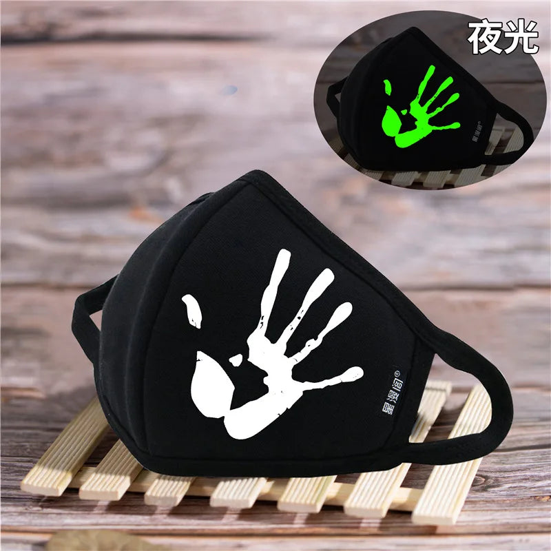 Luminous Funny Smile Expression Cotton Anti Dust Mouth Face Mask For Mouth Black Kpop Unisex Face Mouth Muffle Mask Fashion New