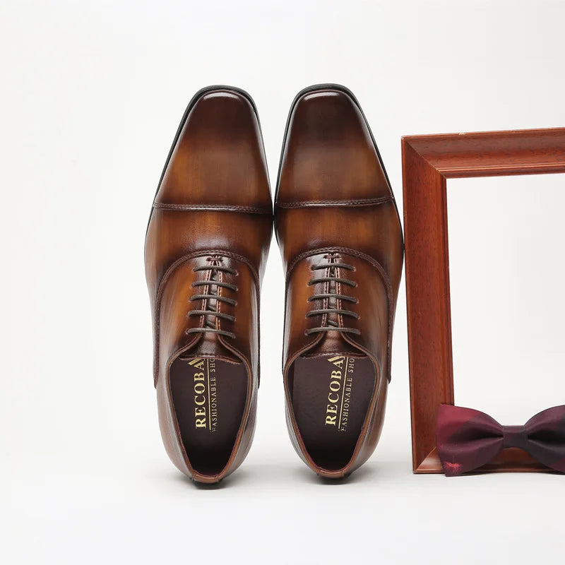2024 Business New Fashion Men Dress Shoes Leather Men Wedding Oxford Shoes Lace-Up Office Suit Men's Casual Shoes Luxury Formal