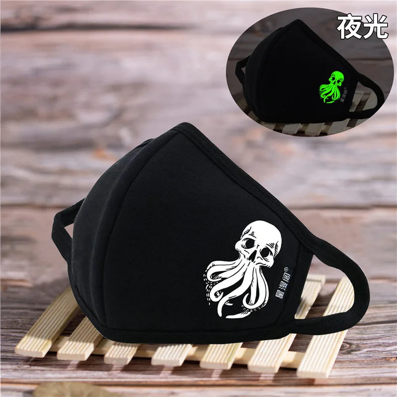 Luminous Funny Smile Expression Cotton Anti Dust Mouth Face Mask For Mouth Black Kpop Unisex Face Mouth Muffle Mask Fashion New