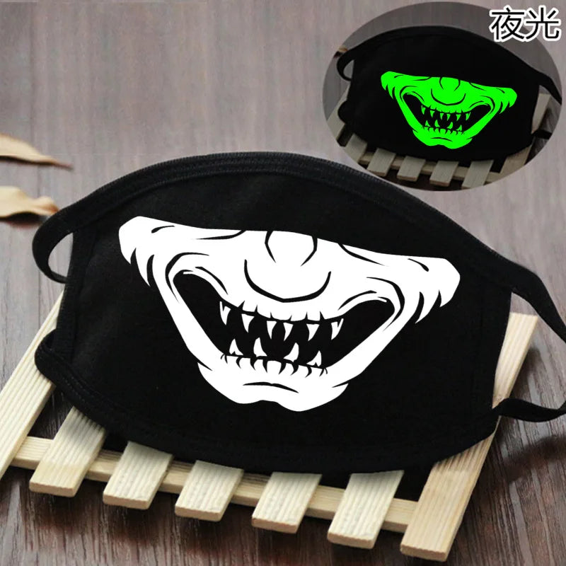 Luminous Funny Smile Expression Cotton Anti Dust Mouth Face Mask For Mouth Black Kpop Unisex Face Mouth Muffle Mask Fashion New
