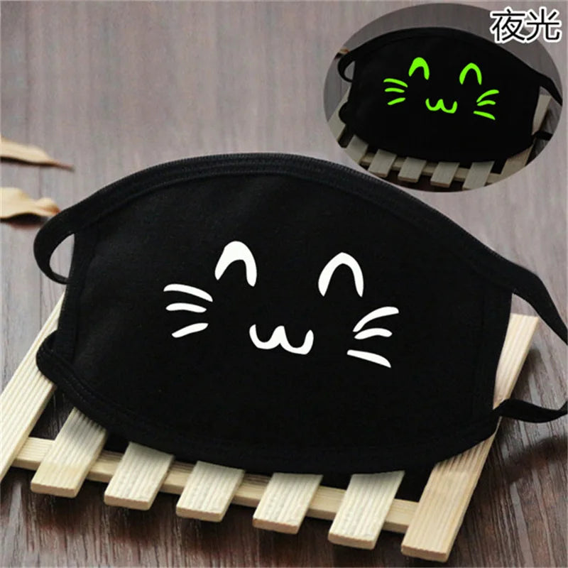 Luminous Funny Smile Expression Cotton Anti Dust Mouth Face Mask For Mouth Black Kpop Unisex Face Mouth Muffle Mask Fashion New