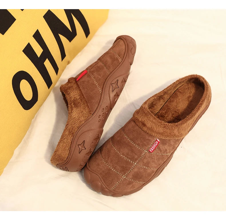 New Men Slippers Winter Bottom Soft Home Shoe Cotton Thick Slippers Indoor Slip-On Slides Comfortable Shoe Slippers Plus Size