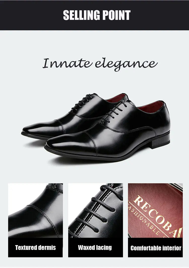 2024 Business New Fashion Men Dress Shoes Leather Men Wedding Oxford Shoes Lace-Up Office Suit Men's Casual Shoes Luxury Formal