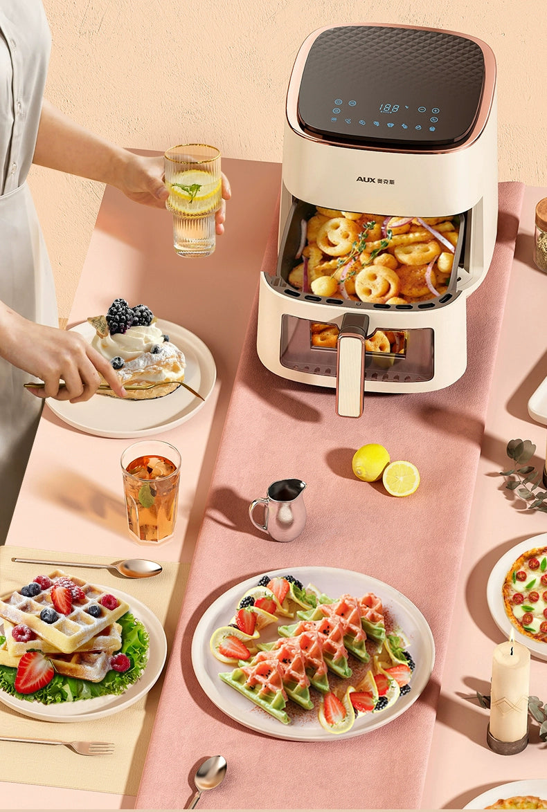 household kitchen Air fryer intelligent large-capacity visual no-turn-over oil-free multi-functional electric oven machine new