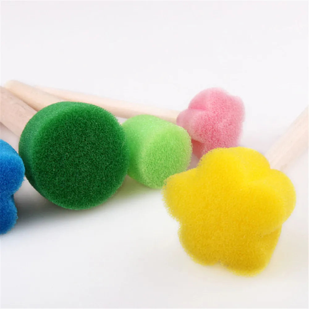 4Pcs Kids Painting Sponge Kids Early Learning Sponge Painting Kit Child Paint Set 30 Pieces Sponge Drawing Shapes Paint Brushes