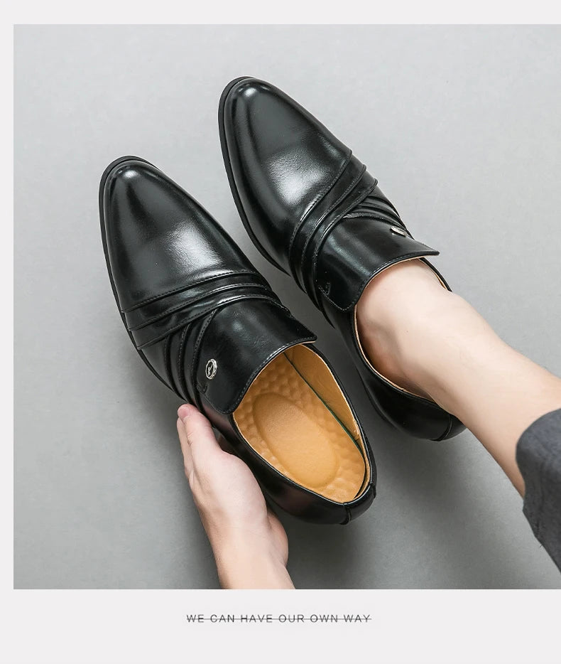 New Business Formal Oxford Shoes for Men Casual Wedding Office Party High Heels Shoes Classic Men Shoes PU Leather Dress Shoes