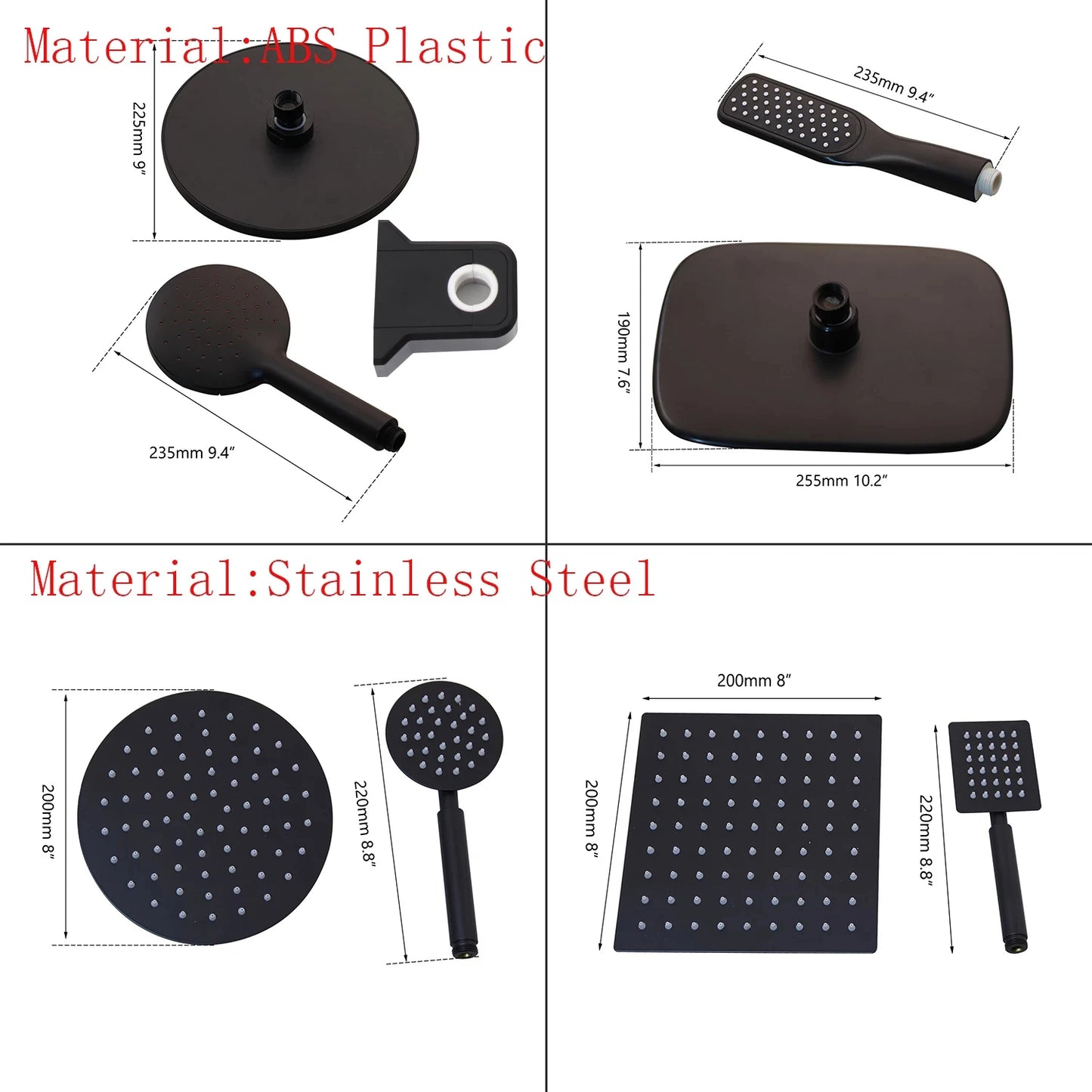 KEMAIDI Matte Black Rainfall Shower Faucet Set Single Lever Bathtub Shower Systerm with Shower Shelf Hot Cold Water Mixer Faucet