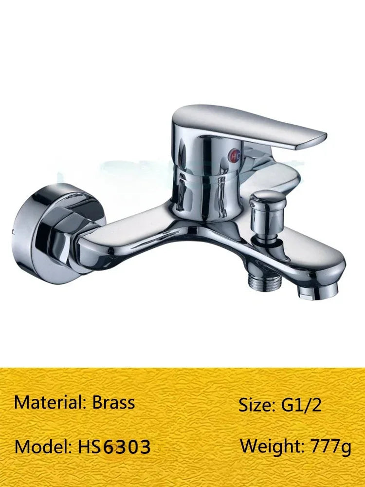Wall Mounted Brass Shower Faucet Mixing Valve Bathroom Hot Cold Water Mixer Tap Bathroom Combination Water Mixer Bathtub Faucet