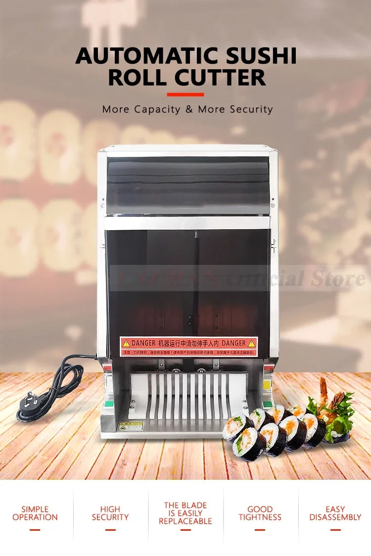 Homewise Commercial Electric Sushi Cutting Machine Sushi Rolling Cutter Automatic Slicer Kitchen Professional Food Processor