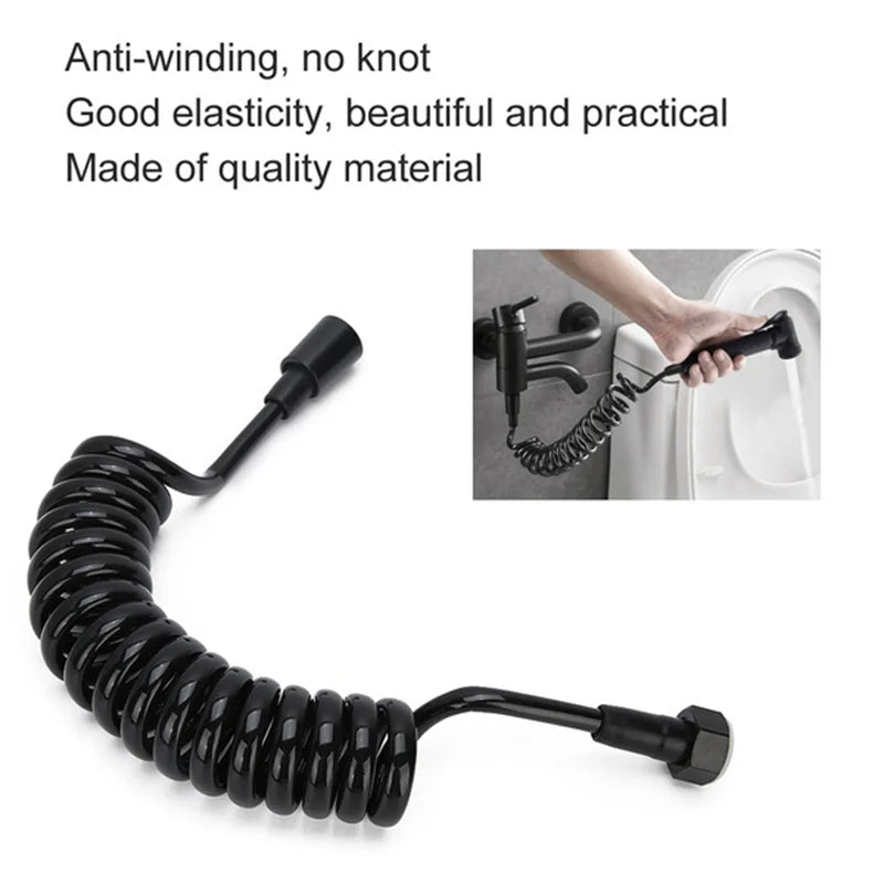 1.5/2m Telephone Line Style Spring Flexible Shower Hose Water Plumbing Toilet Bidet Sprayer Gun Connect Pipe Bathroom Accessorie