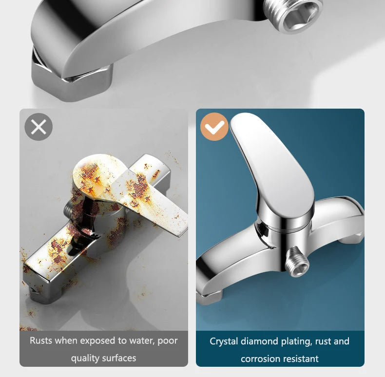 150MM Rainfall Thermostat Bathroom Shower Faucet Set Handheld Booster Showerhead Wall Mounted Brass Bath Hot & Cold Mixer Taps