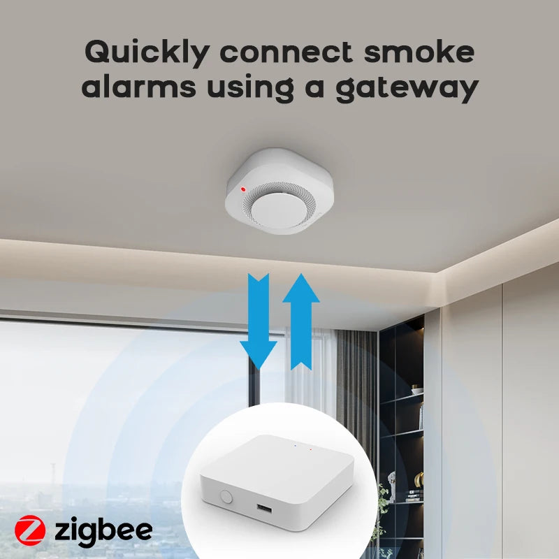 Tuya ZigBee WiFi Smart Smoke Detector Alarm Sensor Home Security Fire Protection For Home Security System Via Smart Life APP