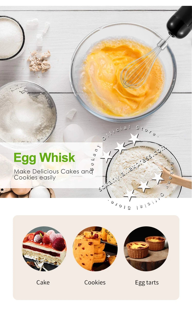 Sokany Powerful 4 in 1 Stick Hand Blender Set Stainless Steel Immersion Chopper Beaker Electric Whisk For Kitchen Baby Food