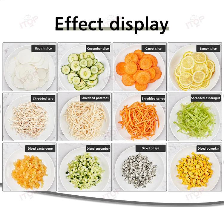 ITOP K8600 Multifunctional Vegetable Cutter Slicing Shredding Dicing Food Processor Commercial Vegetable Cutter with 3 Blade
