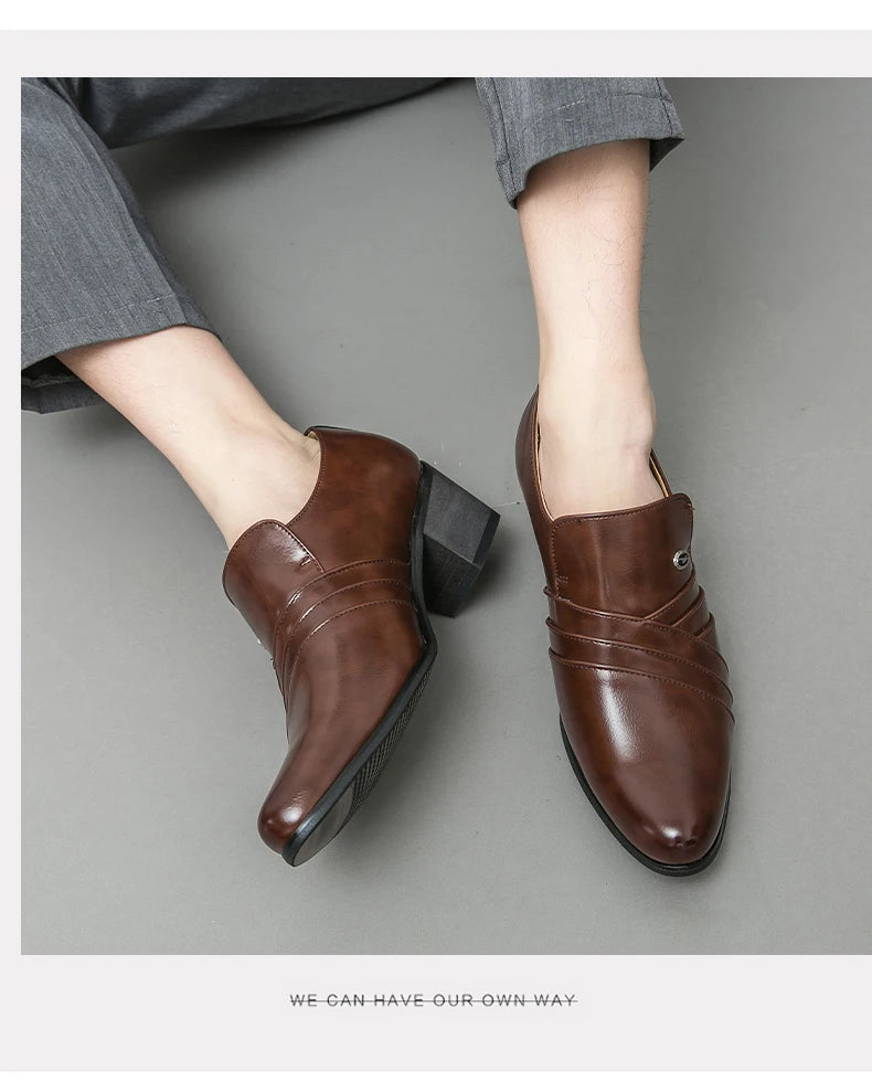New Business Formal Oxford Shoes for Men Casual Wedding Office Party High Heels Shoes Classic Men Shoes PU Leather Dress Shoes