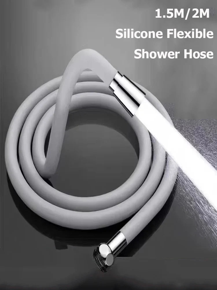 1.5/2M Silicone Flexible Shower Hose Long Bathroom Shower Water Hose Extension Plumbing Pipe Pulling Tube Bathroom Accessories