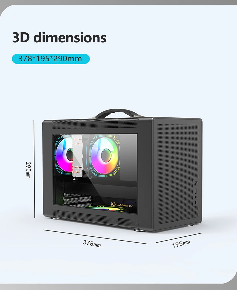 Power Train P60 Desktop MATX Case Handheld Portable Mesh Version PC Small Chassis Supports 350mm Graphics Card Type-C Interface