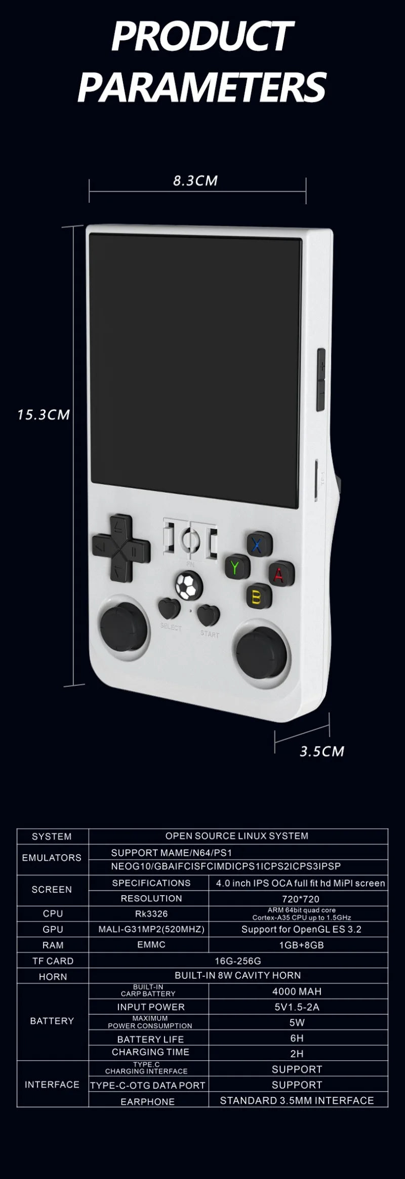 R36MAX 128G Retro Handheld Game Console Linux System 4.0 Inch IPS Screen Portable Video Player Dual Joystick 64G Games Kids Gift