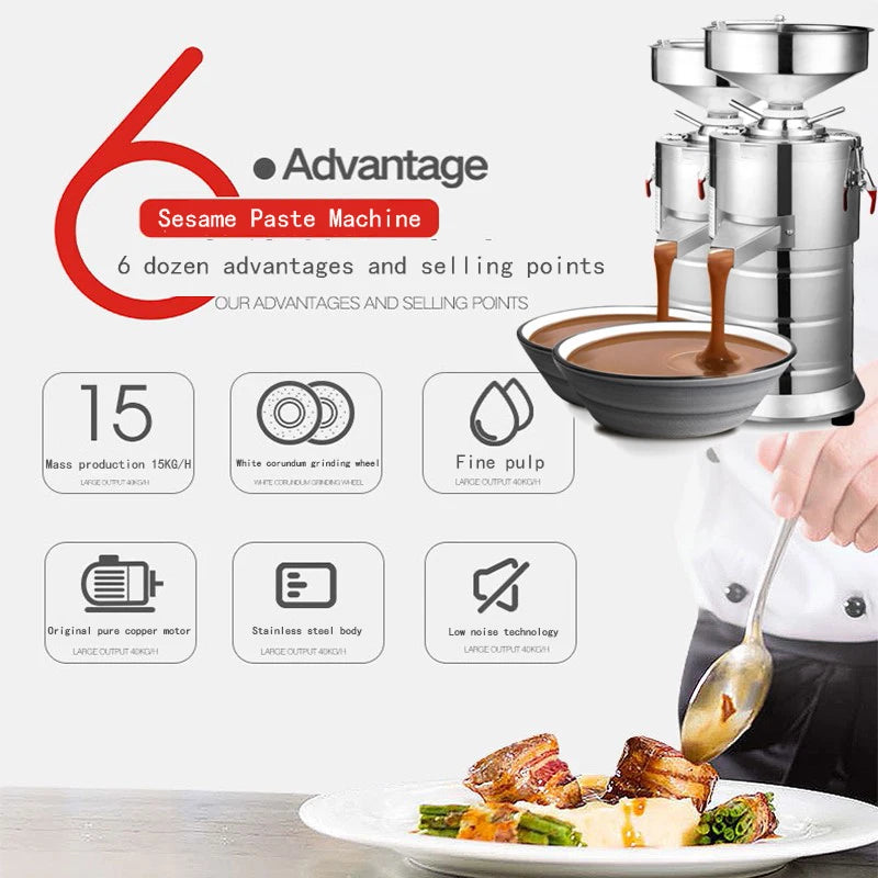 110V 220v Peanut Butter Maker Machine Sesame Nut Crusher Stainless Steel Food Processor Commercial Home Soy Almond Butter Maker