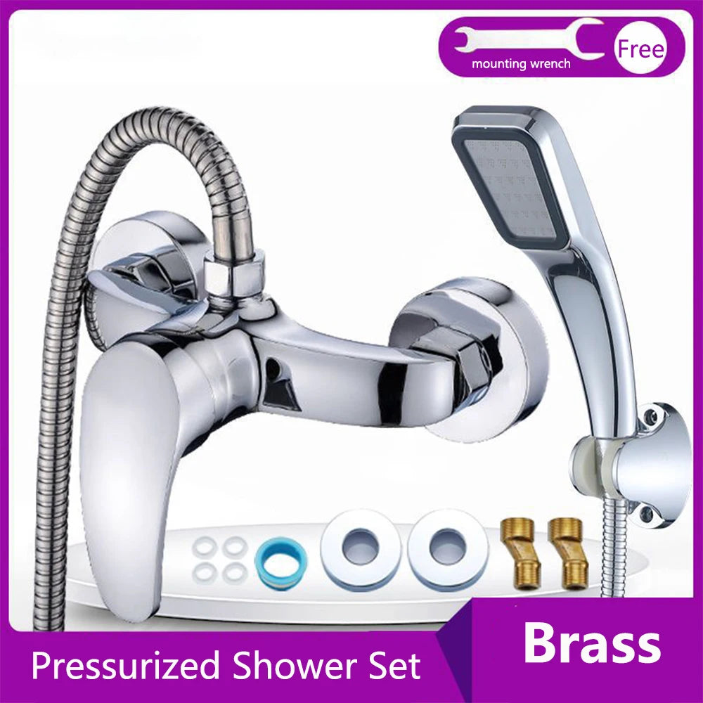 150MM Rainfall Thermostat Bathroom Shower Faucet Set Handheld Booster Showerhead Wall Mounted Brass Bath Hot & Cold Mixer Taps