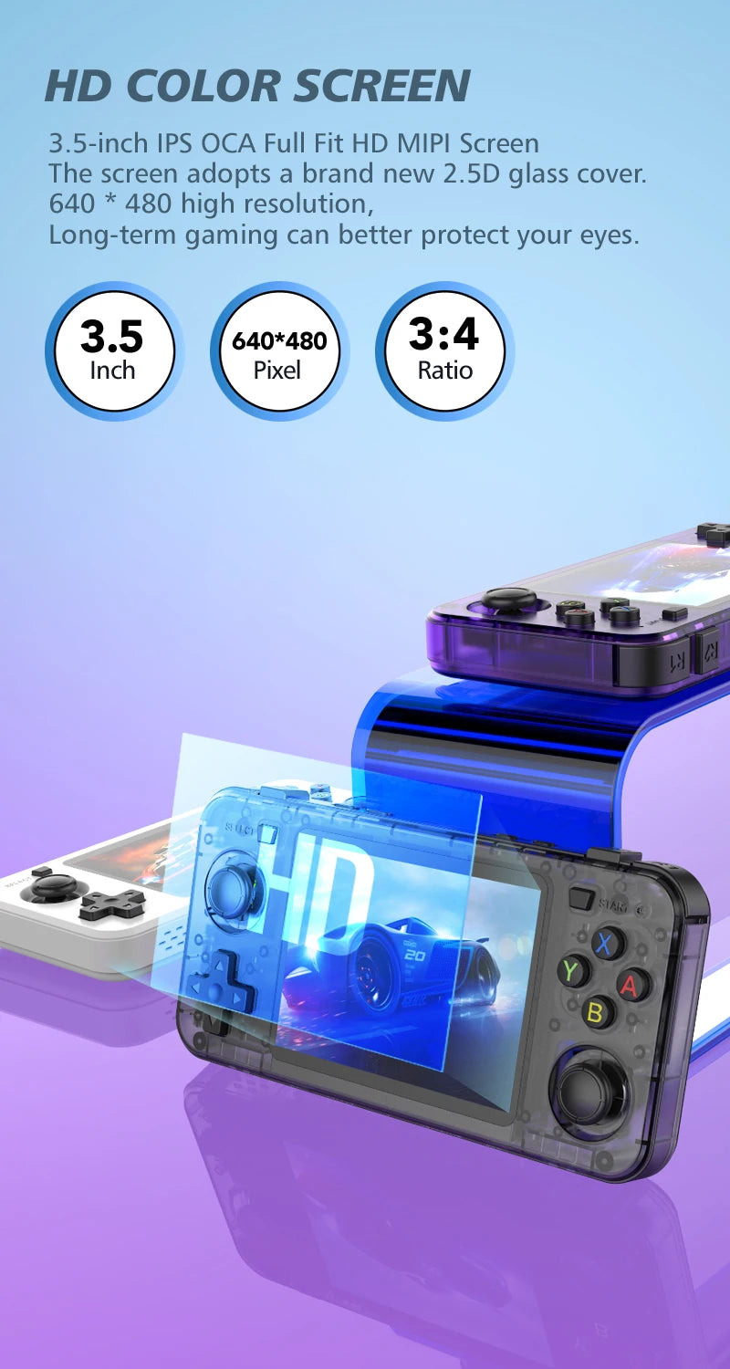 R36H Retro Handheld Game Console ARKOS System Kid Christmas Gift Portable Pocket Video Player 3.5 Inch IPS Screen R36S landscape