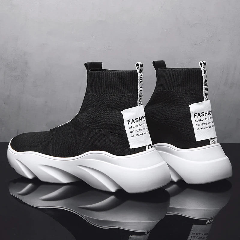Men Vulcanized Shoes High Top Casual Sports Shoes Breathable Jogging Shoes Platform Sneakers Socks Ankle Boots Chaussure Homme