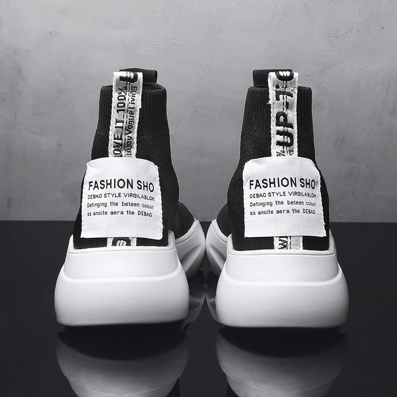 Men Vulcanized Shoes High Top Casual Sports Shoes Breathable Jogging Shoes Platform Sneakers Socks Ankle Boots Chaussure Homme