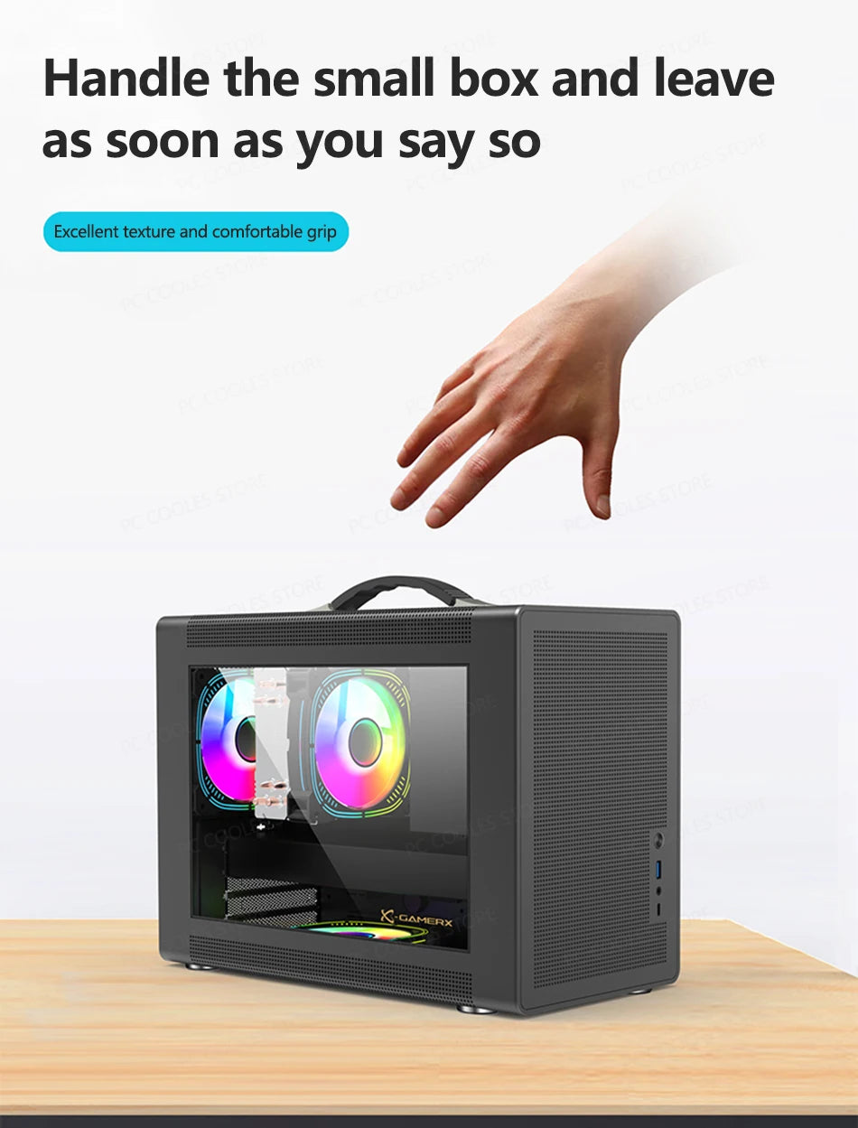 Power Train P60 Desktop MATX Case Handheld Portable Mesh Version PC Small Chassis Supports 350mm Graphics Card Type-C Interface