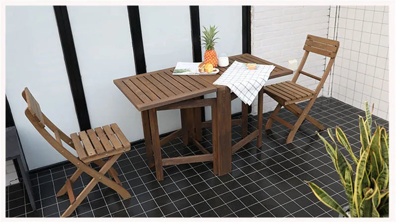 Nordic Solid Wood Garden Furniture Sets Patio Furniture Folding Portable Outdoor Garden and Terrace Set Outdoor Table Chair Set