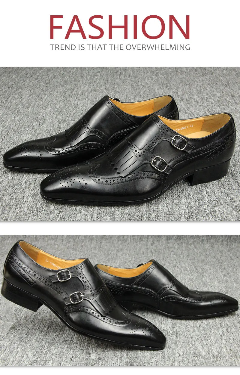 Luxury Leather Shoes New Top Layer Cowhide Pointed Toe British Business Formal Men's Leather Shoes Wedding Shoes Office Shoes