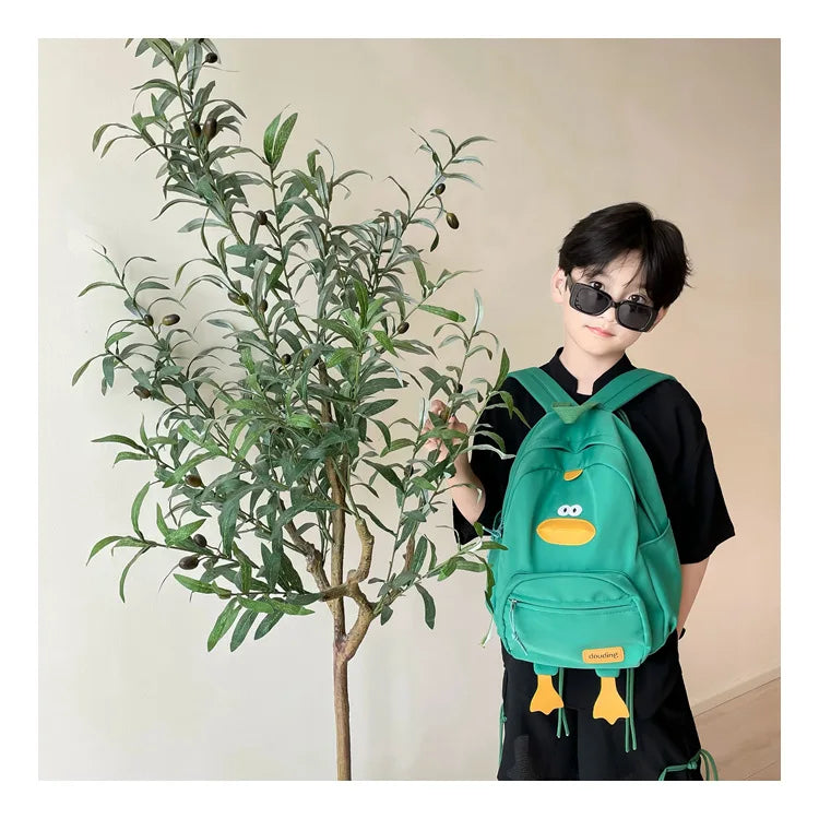Kindergarten School Bag Cartoon Cute Duckling Burden Reduction Backpack Boys and Girls Campus Canvas Backpack