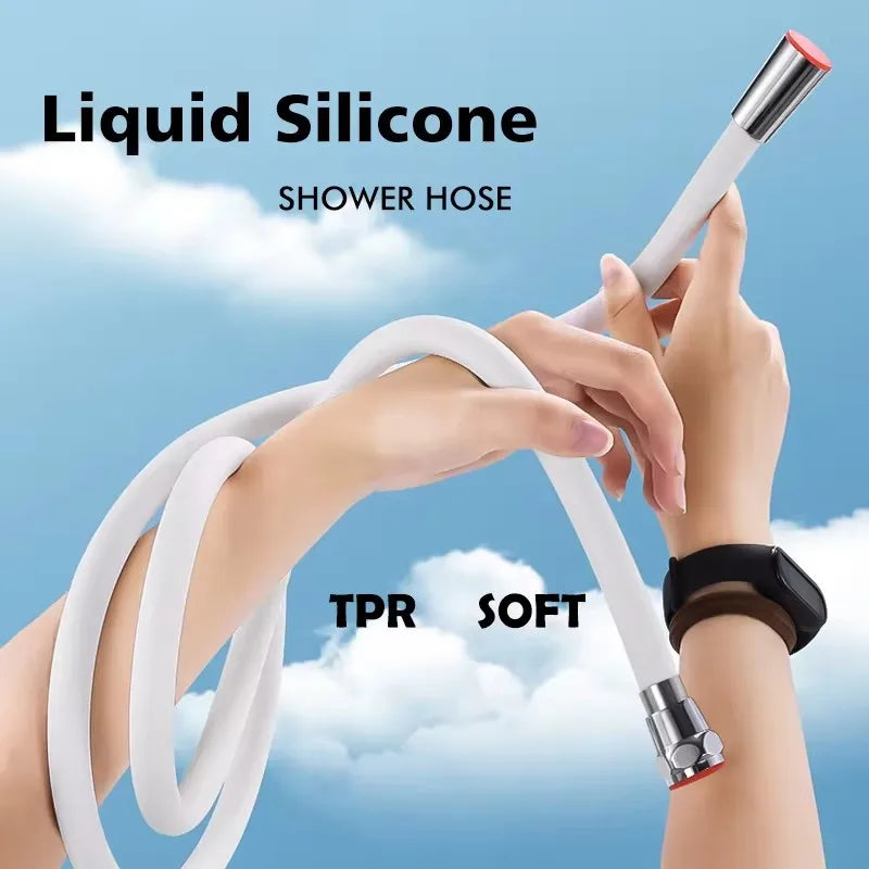1.5/2M Silicone Flexible Shower Hose Long Bathroom Shower Water Hose Extension Plumbing Pipe Pulling Tube Bathroom Accessories