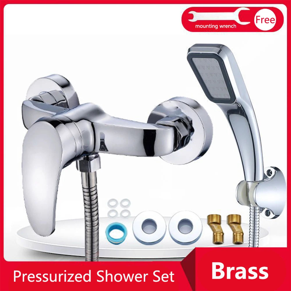 150MM Rainfall Thermostat Bathroom Shower Faucet Set Handheld Booster Showerhead Wall Mounted Brass Bath Hot & Cold Mixer Taps