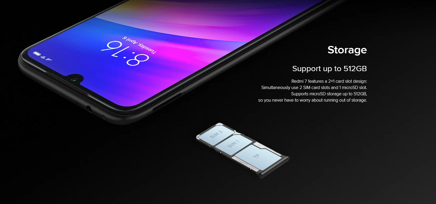 Original Xiaomi Redmi 7 smartphone 4000mAh Fingerprint Dual SIM used phone
