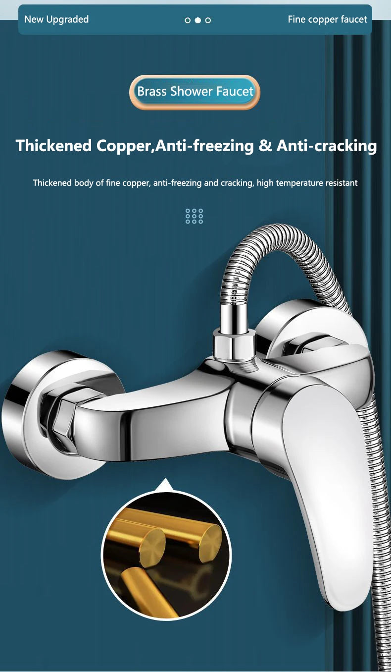 150MM Rainfall Thermostat Bathroom Shower Faucet Set Handheld Booster Showerhead Wall Mounted Brass Bath Hot & Cold Mixer Taps