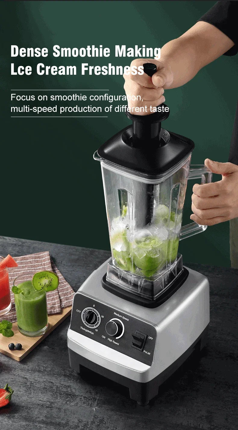2000W Stationary Blender Heavy Duty Commercial Mixer Ice Smoothies Appliances for Kitchen Professional High Power Food Processor