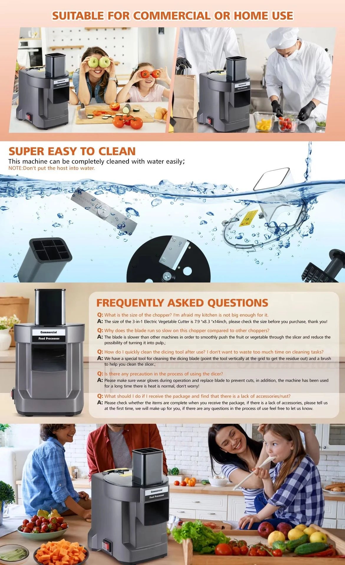 HomeWise K8600 Vegetable Cutter Slicing Shredding Dicing Maker Food Processor with 3 Blade Multifunctional Cutter