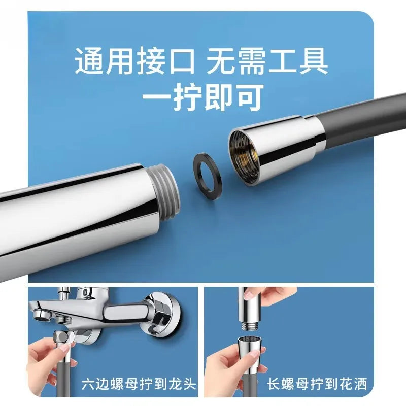 1.5/2M Silicone Flexible Shower Hose Long Bathroom Shower Water Hose Extension Plumbing Pipe Pulling Tube Bathroom Accessories
