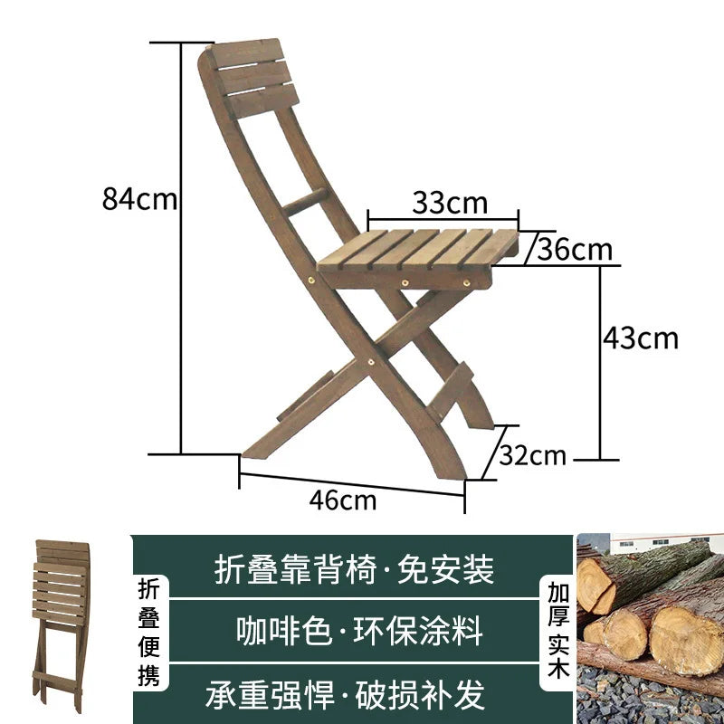 Nordic Solid Wood Garden Furniture Sets Patio Furniture Folding Portable Outdoor Garden and Terrace Set Outdoor Table Chair Set