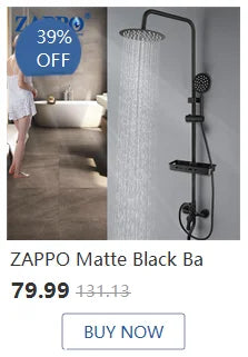 ZAPPO Brushed Gold Bathroom Bathtub Shower Set Waterfall Mixer Tap Wall Mount Solid Brass Shower Systerm w/Handheld Shower Head