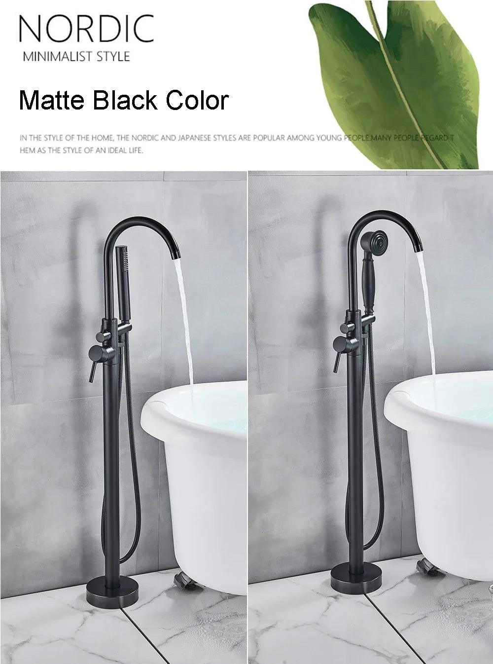Chrome White Floor Mounted Bathtub Faucet Bathroom Freestanding Bath Tub Shower Set Swivel Spout Clawfoot Mixer