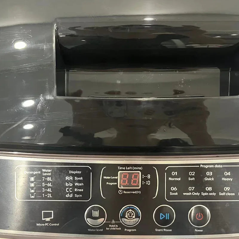 12KG Automatic Washing Machine Blue Light Antibacterial Portable Large Capacity Laundry Clothes Dryer Inverter for Home Dorms RV