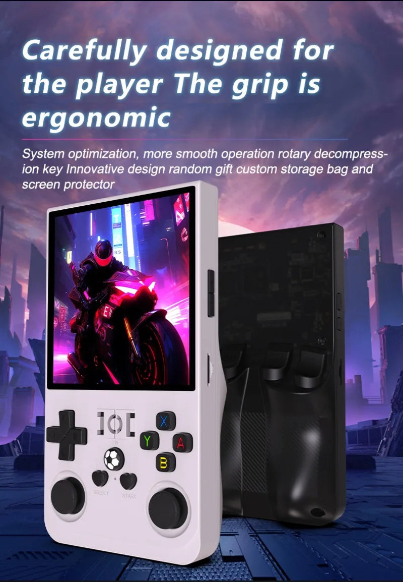 R36MAX 128G Retro Handheld Game Console Linux System 4.0 Inch IPS Screen Portable Video Player Dual Joystick 64G Games Kids Gift