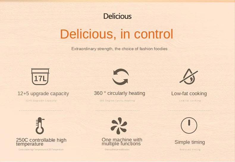 Household Oil-free Air fryer 12L smart visual glass lightwave oven multi-function electric fryer oven air oven