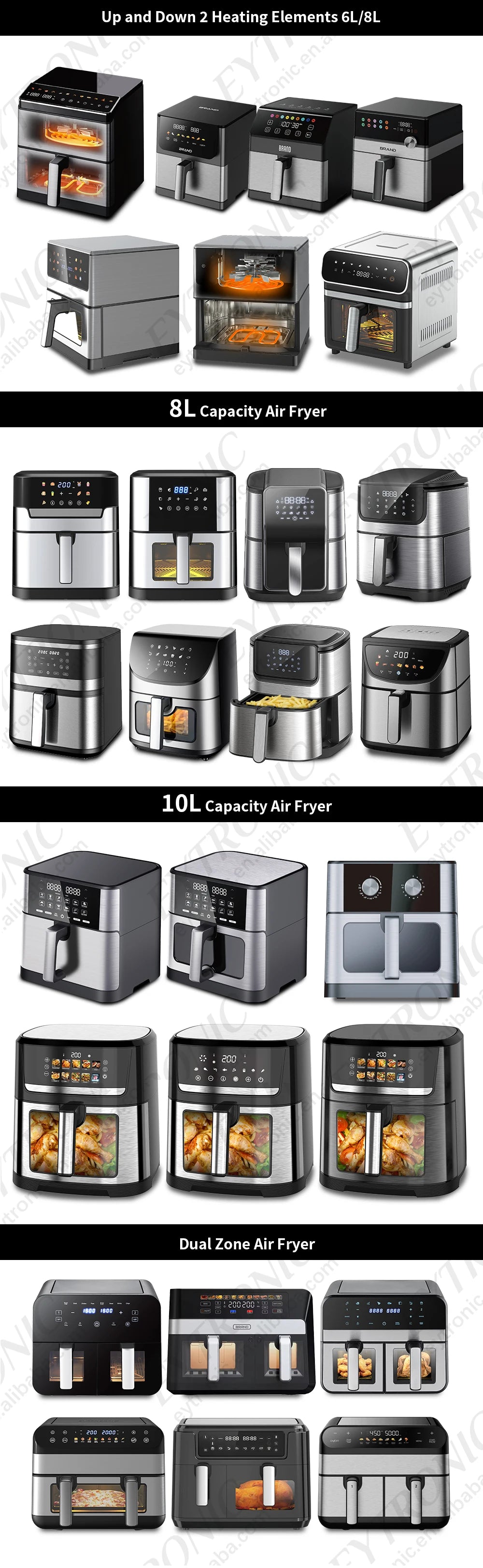 Smart Digital Control Air Fryer Oven Large Capacity without Oil 9L Multi-function Electric Air Fryer